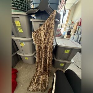 One-Shoulder Snake Print Dress p2708